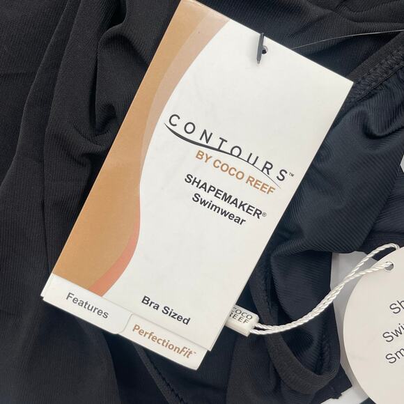 CONTOURS BY COCO REEF Swimsuit Size 10/34D Shapemaker Black NWT Swim Shorts - Picture 10 of 16